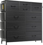 Dresser for Bedroom Chest of Drawers with Side Pockets and Hooks, Fabric Storage Organizer Unit for Living Room, Hallway, Closet