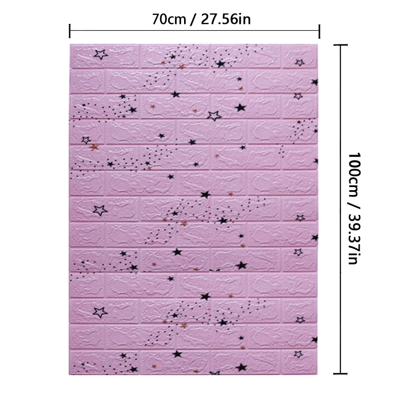70cmx1/2/3/5/10m Brick Pattern Wall Sticker Decoration PVC 3d Wallpaper Waterproof Wall Sticker for Children's Room Home Bedroom