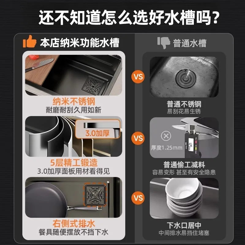 304 Stainless Steel Kitchen Vegetable Basin Large Sink Stainless Steel Sink Countertop Household Vegetable Sink