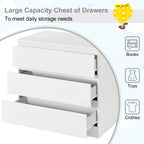 WOLTU 3-Drawer Chest Storage Cabinet Bedroom Wardrobe Sideboard Particleboard Bedside Table for Home Bedroom Study Living Room