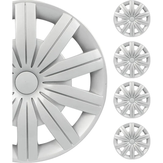 Hubcap Auto Tire Replacement Exterior Cap OEM Steel Wheel Hubcaps Wheel Cover Rim 14 Inch Hub Caps Universal Set of 4 PP Silver