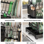 2 Tier Dish Drying Rack Kitchen Bowl Drainer Storage Rack Tableware Drain Chopsticks Knife Fork Water Cup Storage Holder 2 Tier