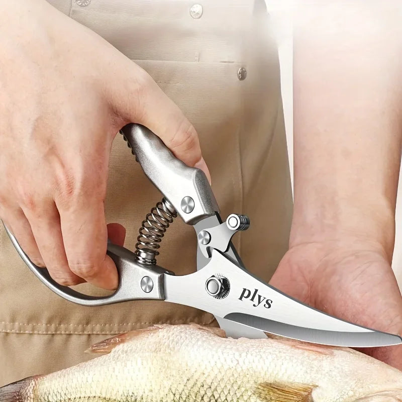 Kitchen Scissors Stainless Steel Chicken Bone Shears Duck Fish Seafood Cleaning Cook Tool, Multi-Purpose Kitchen Scissors