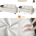 Living Room Couch with Storage, Wide Armrests, 80 Chenille Fabric, 3 Seater Sofa, Deep Seating, Skin-Friendly, Easy Assembly