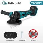 YOFIDRA 125mm Brushless Angle Grinder 3 Gears M14 Cordless Electric Impact Grinding Power Tool For Makita 18V Battery Pin