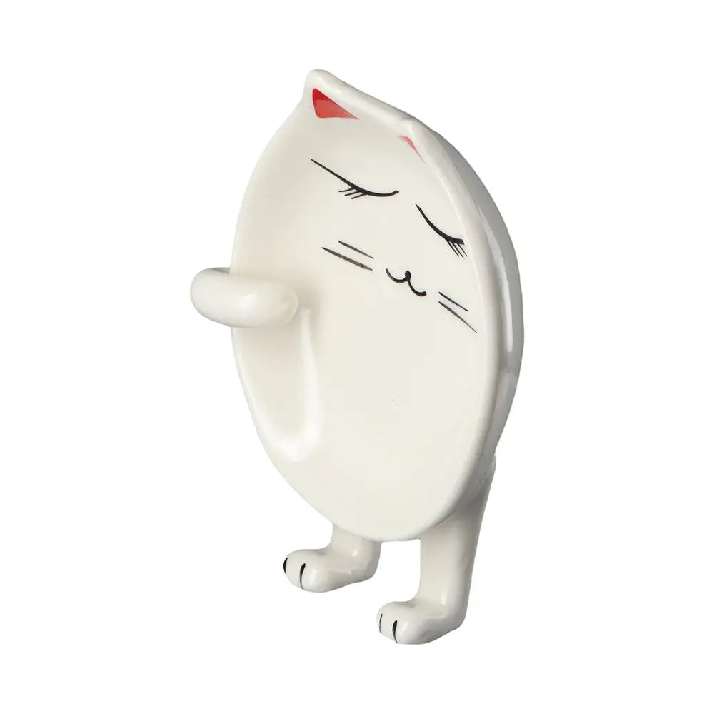 Kitchen Cat Design Storage Organizer Ceramic Spoon Rest Stove Holder Utensil Rack Pot Lid Stand