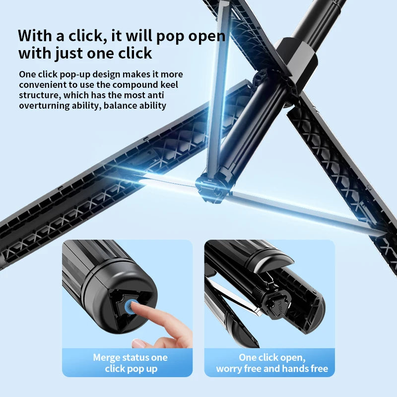 Tripod for Mobile Phone 360°Auto-Rotation Shooting Tripod Selfie Stick Phone Stand AI Face Following, with Remote Control