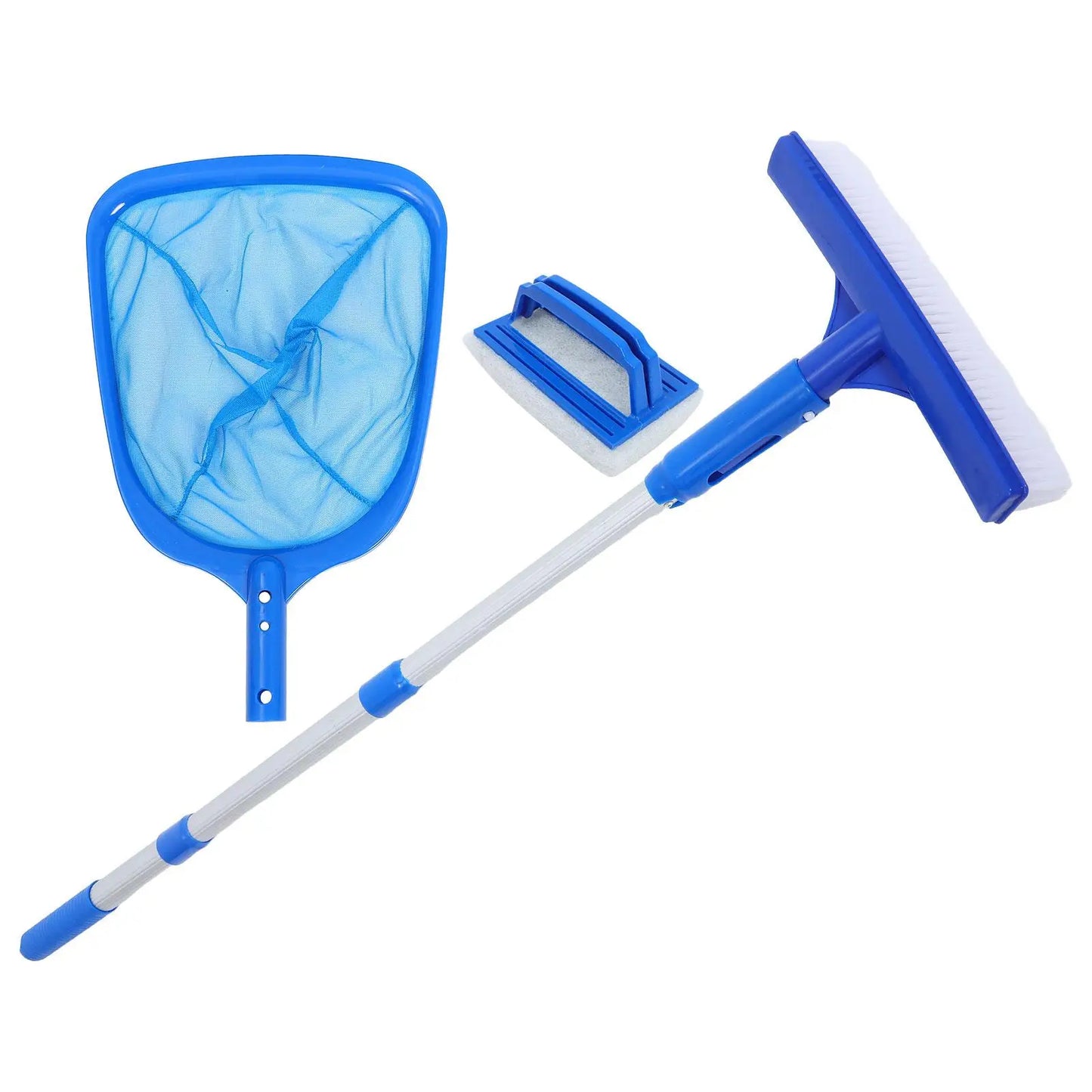 Swimming Pool Cleaning Set Supplies Pole Inflatable Net and Brush Nylon Leaf Skimmer Cleaner Kit