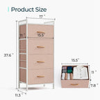 Dresser for Bedroom with 4 Drawers, Tall Dressers Storage Drawers, Tower Organizer Unit for Hallway, Entryway, Closets