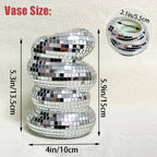 Disco Ball Spiral Vase Unique Glass Tiles Flower Bottle Disco Ball Planter Silver Mirror Vase Home Living Room Office Decor