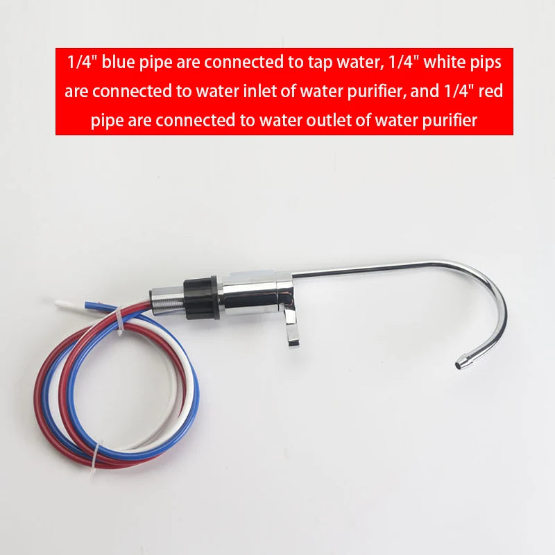 Three Tube Non Pressure 1/4"Gooseneck Faucet Kitchen Accessories Amway Water Purifier Faucet Diverter Water Purification Protect