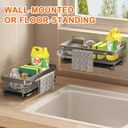 Wall Mount Kitchen Sponge Holder Sink Drain Rack Soap Drainer Towel Rack Shelf Organizer bathroom Storage Accessories