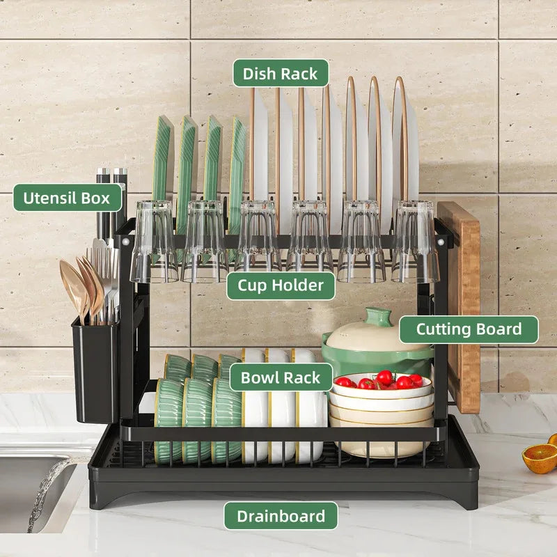 Premium Stainless Steel Dish Rack – Residue-Free Hygienic Drying, Sturdy Carbon Steel Build, Compact Kitchen Organizer