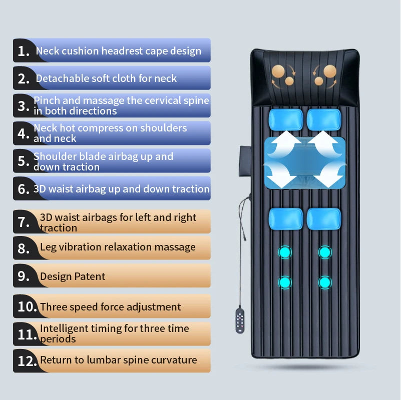 Full Body Heated Massage Mat with Airbag & Vibration for Neck & Lumbar