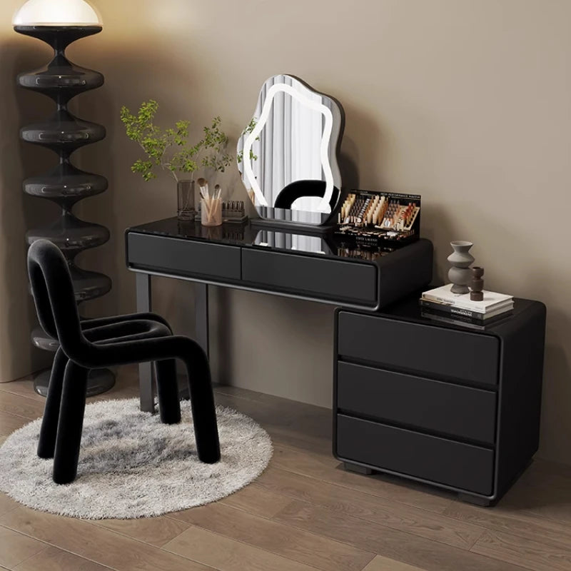 Organizer Lights Storage Vanity Tables Mirror Chair Set Cabinet Drawers Dressers Makeup Girl Black Coiffeuse Furniture Home