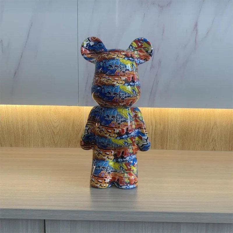 28cm Building Block Bear Statue DIY Creative Animal Sculpture Art Decor Unique Gift for Collectors  Kids Cool Desk Display Model