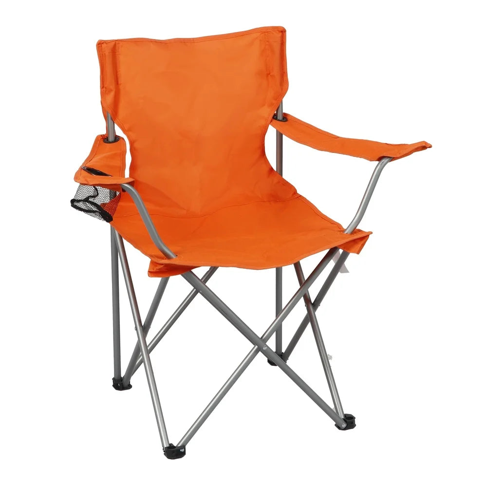 2 Pack Folding Camp Chairs with Cup Holder Portable Quad Frame Durable Outdoor Seating Tailgating Camping Sports Events