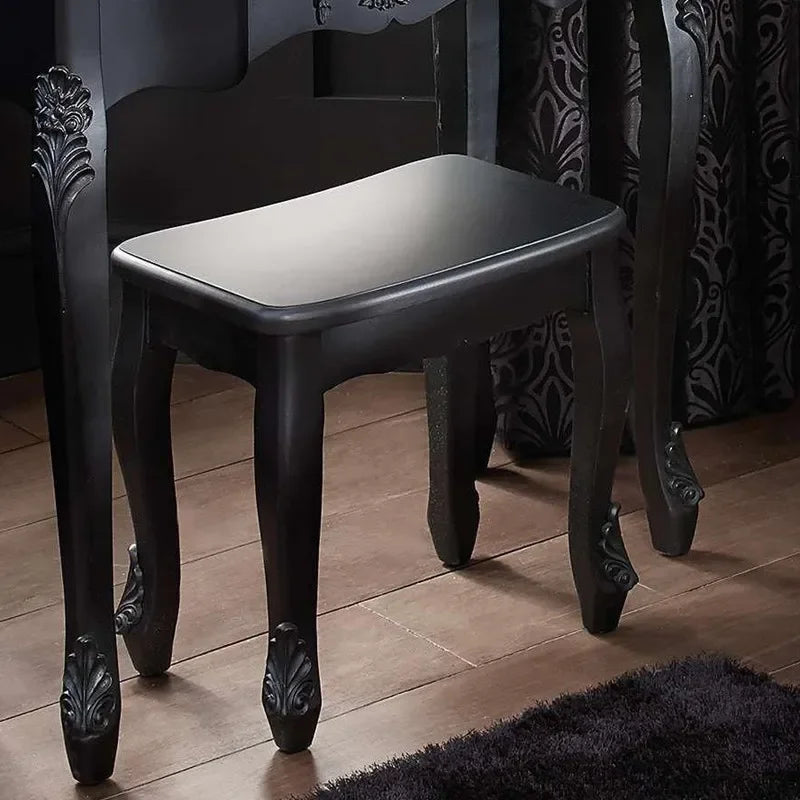 *retro dresser classic black solid wood bedroom princess makeup table American light luxury engraving