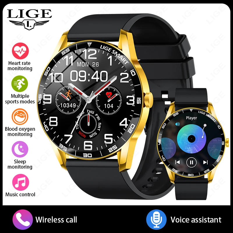 LIGE New Smartwatch Women Men 1.38-inch Smart Watch Message Notification iOS Android Smartwatches Fitness Bluetooth Call Watches