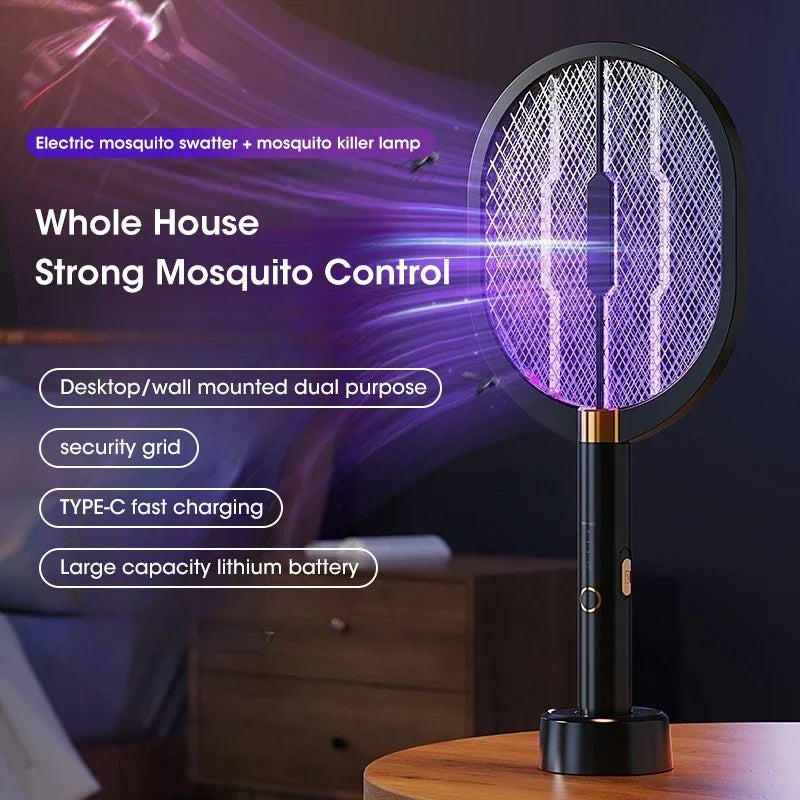 Electric Mosquito Swatter Usb Rechargeable With Purple Light Trap Insect Exterminator Anti-mosquito Device for Household Bedroom