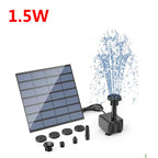 1.5W Solar Fountain Pump with 6 Nozzles Mini Fountain Pool Pond Waterfall for Outdoor Bird Bath Pond Garden Decor Floating Lotus