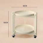 Household Living Room Movable Coffee Table Nordic Minimalist Wheeled Cart Bedside Circular Storage Rack