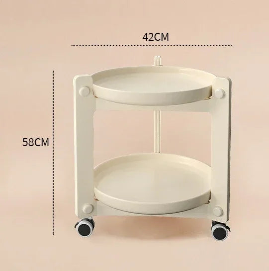 Household Living Room Movable Coffee Table Nordic Minimalist Wheeled Cart Bedside Circular Storage Rack