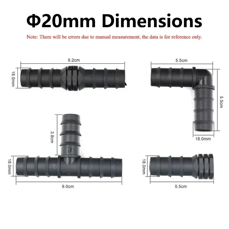 2~50pcs Greenhouse PE Pipe Joint 16 20 25 mm Tee Straight Elbow Plug Irrigation Pipe Fitting Micro Spray Irrigation Accessories