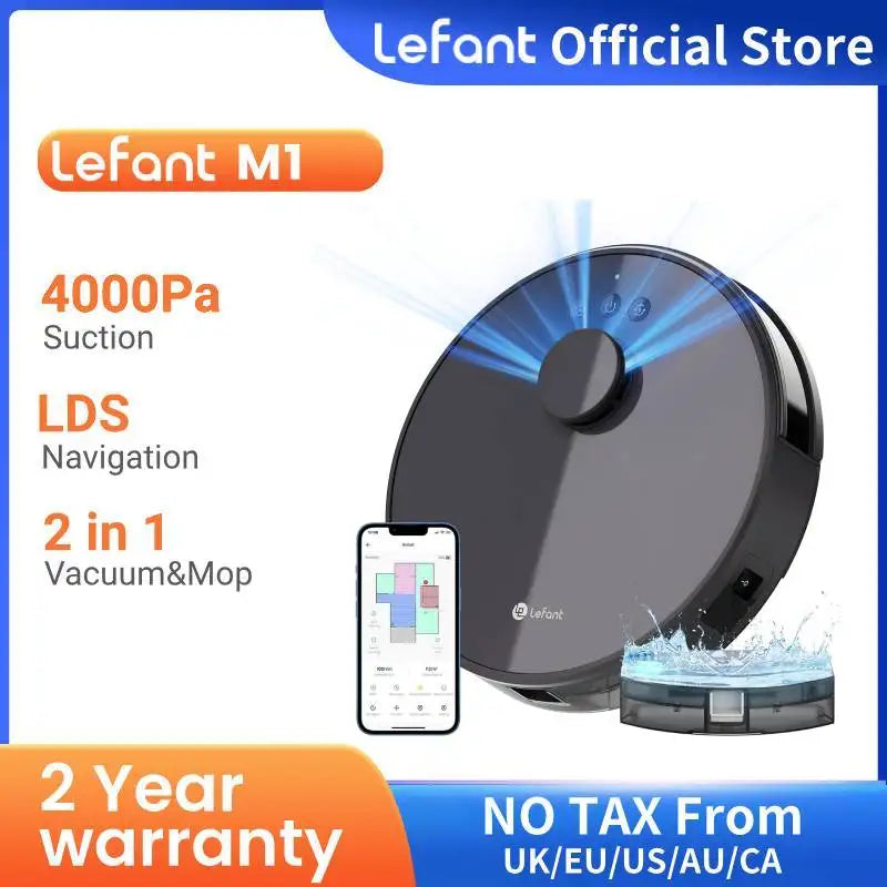 Lefant M1 Robot Vacuum Cleaner with mopping 4000Pa Suction, Lidar Navigation,WiFi/App/Alexa, Ideal for Pet Hair,Carpet