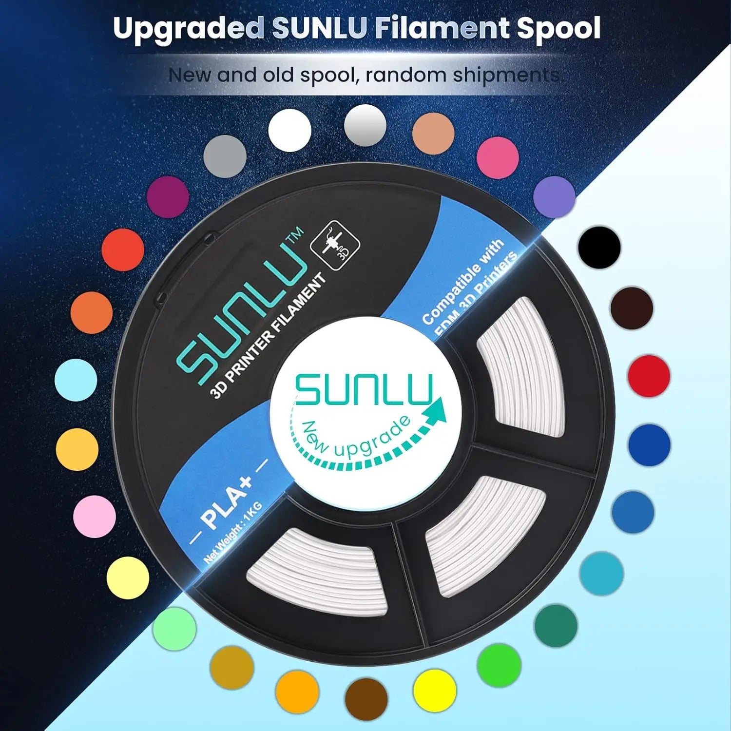 SUNLU PLA 3D Printer Filament 1.75mm - 10 Rolls x 1KG | Neatly Wound