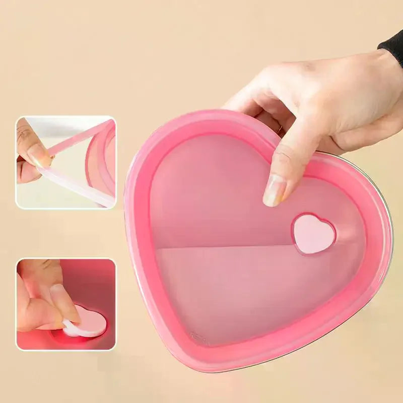 Love-shaped Kitchen Food Organizers With Lids 410 Stainless Steel Storage Box Large Capacity Leakproof Kitchens Accessories