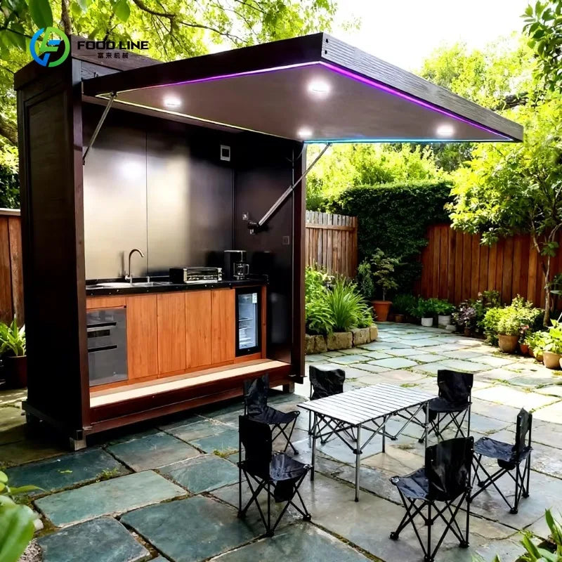 Customized Modern Premium Modular Outdoor Kitchen with Luxury Gas Grill Sink & Refrigerator Configuration
