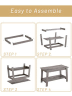 Rustic Farmhouse Wood Coffee Table with Storage Shelf, Rectangular Small Center Side Table for Living Room, Easy Assembly