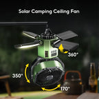 Eary Camping Solar Fan With 6000mAh Battery Powered Tent Camp Fan With