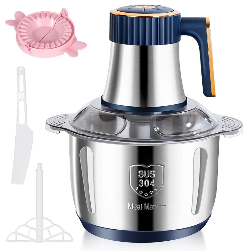 500W 5L Electric Meat Grinder & Food Chopper, 40000RPM Stainless Steel Multi-Functional Vegetable Slicer Processor with 5 Speeds