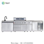 Customized Outdoor Kitchen Professional Waterproof Stainless Steel Barbecue Cabinet With Gas Grill Refrigerator Sink
