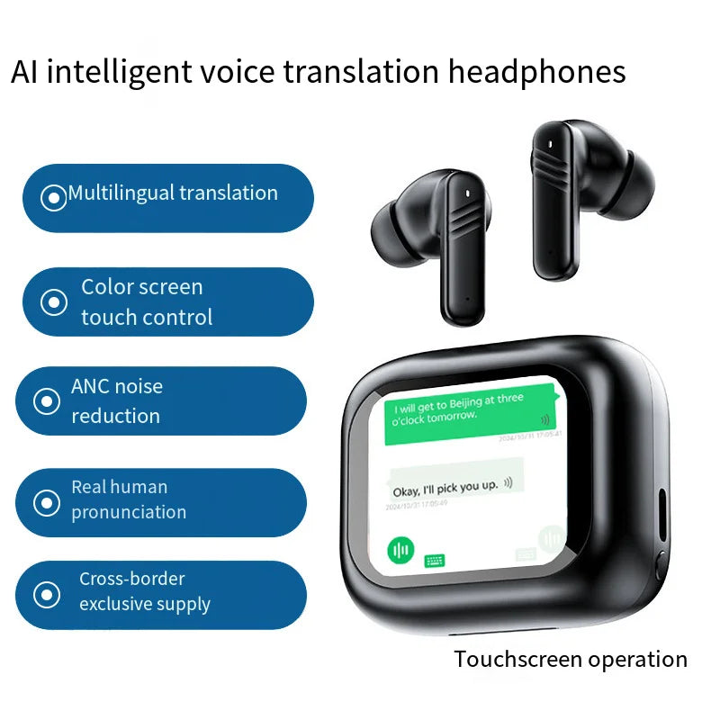 Bluetooth V6.0 headphones AI translation OWS LCD touch screen sports wireless high-definition stereo long-life headphones