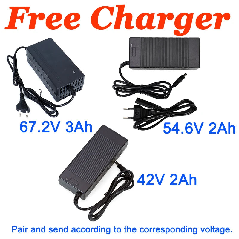 VariCore 36V/48V/60V 25Ah 21700 Lithium Battery Pack 1200w With PCB for 42V 54.6V 67.2V Electric vehicle Batteries + Charger