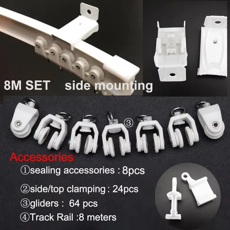 Flexible Ceiling & Wall Mounted Curtain Track Rail Bendable Plastic Steel Design for Bay Windows/Balcony 1-10M White Noise-Free