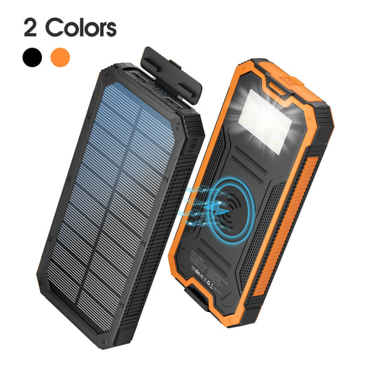 20000mAh Solar Power Bank - Wireless Charging, 2 USB/USB-C, Waterproof LED Light, Outdoor | AlluCanFind