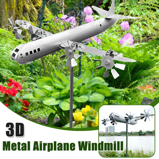 Metal Spinner Aircraft Windmill Handmade Wind Spinner Wind Energy Sculpture Airplane Wind Spinners for Outdoor Decor Garden Yard