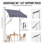 SucceBuy Patio Retractable Awning Sunshade Shelter with Manual Crank Handle Outdoor Canopy Sunsetter Deck for Balcony Yard