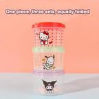 3-Piece Hello Kitty Stackable Lunch Box Food Preservation Box Cute Bento Box Microwave Oven Usable Festival Gift