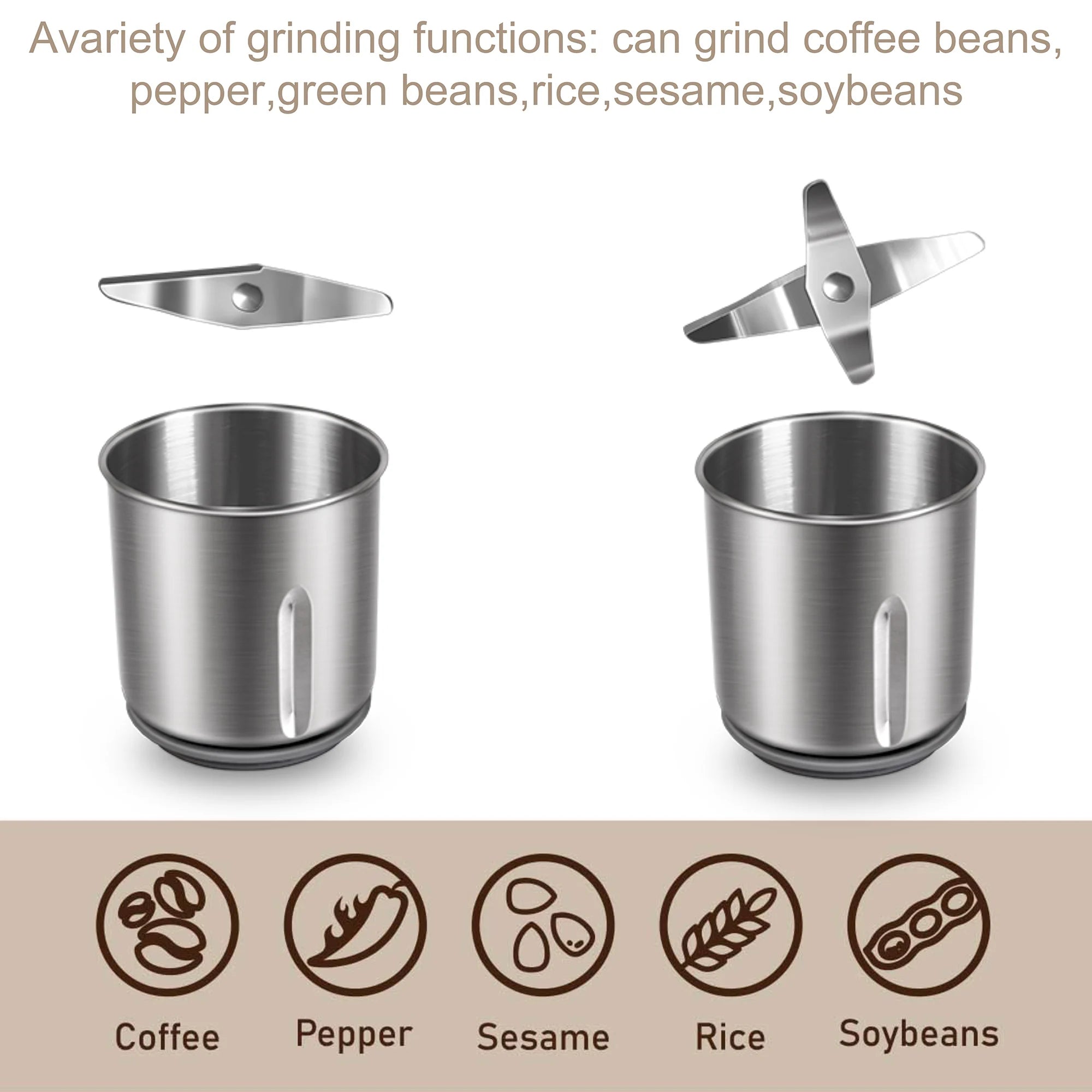 Detachable Electric Coffee Grinder Dry&Wet 2 In 1 Grass Nuts Herbs Grains Pepper Spice Flour Mill Coffee Beans Grinde Sonifer