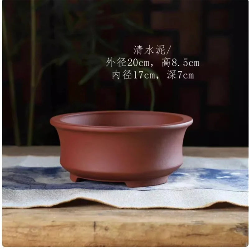 Ceramic Bonsai Pot, Bowl Pot, 4 Color,Round Flower Pot, Home Decoration