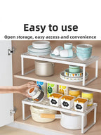 Kitchen Countertop Storage Rack Bowl Plate Pot Organizer Cabinet Internal Layered Shelf Seasoning Tabletop Storage