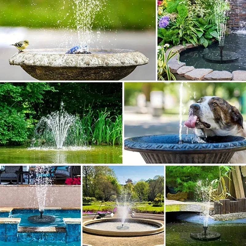 1W/1.4W/2.5W solar fountain with 6 nozzles,suitable for gardens,bird baths,ponds, swimming pools, outdoor and backyard aquariums