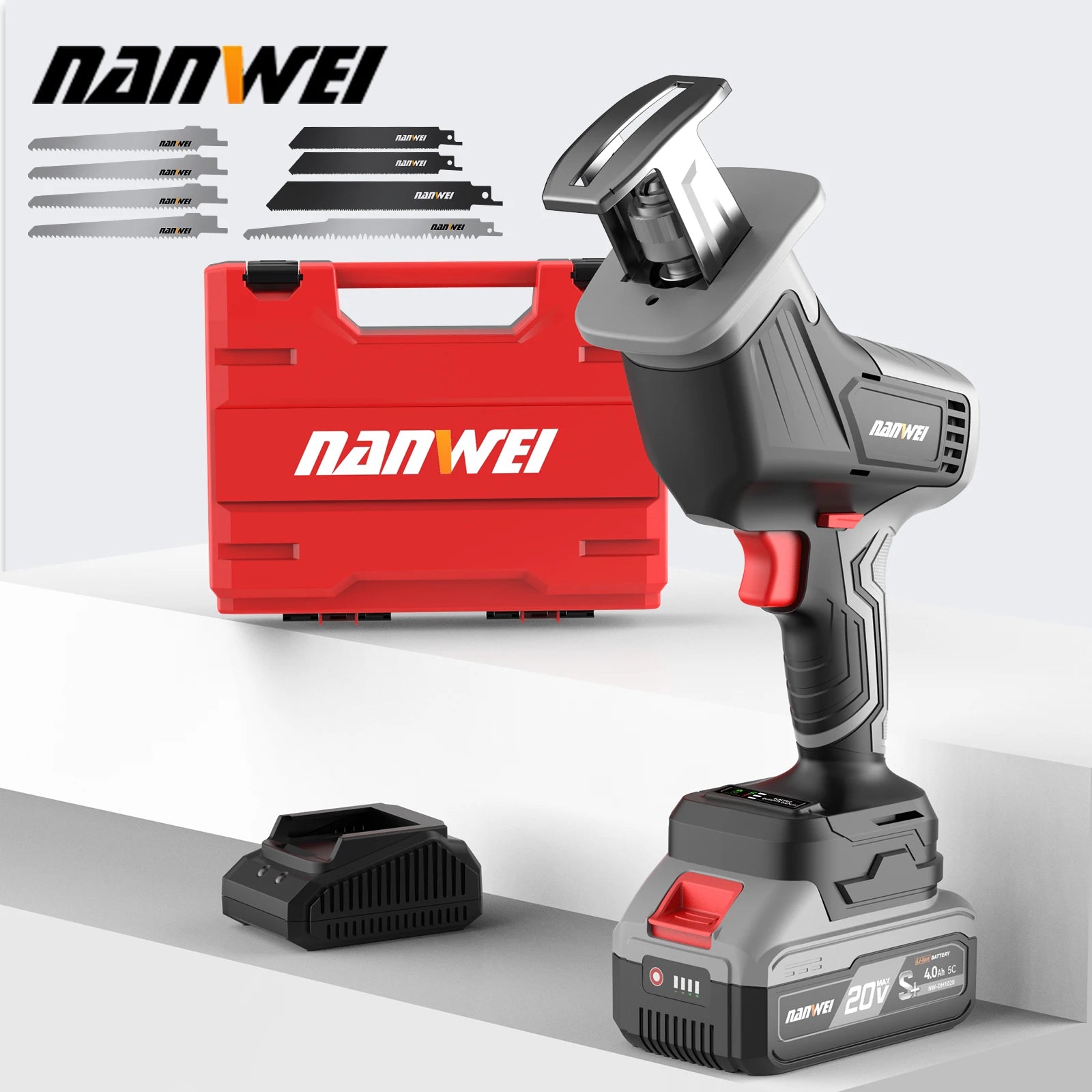 NANWEI Brushless Reciprocating Saw Power Tool Reciprocating Saw Metal Cutting Wood Cutting Tool Electric Drill Accessory