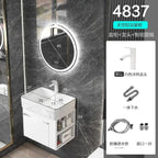 Minimalist Mini Bathroom Cabinet with Side Storage Ceramic Integrated Basin Bathroom Vanity Cabinet with Sink Bathroom Furniture