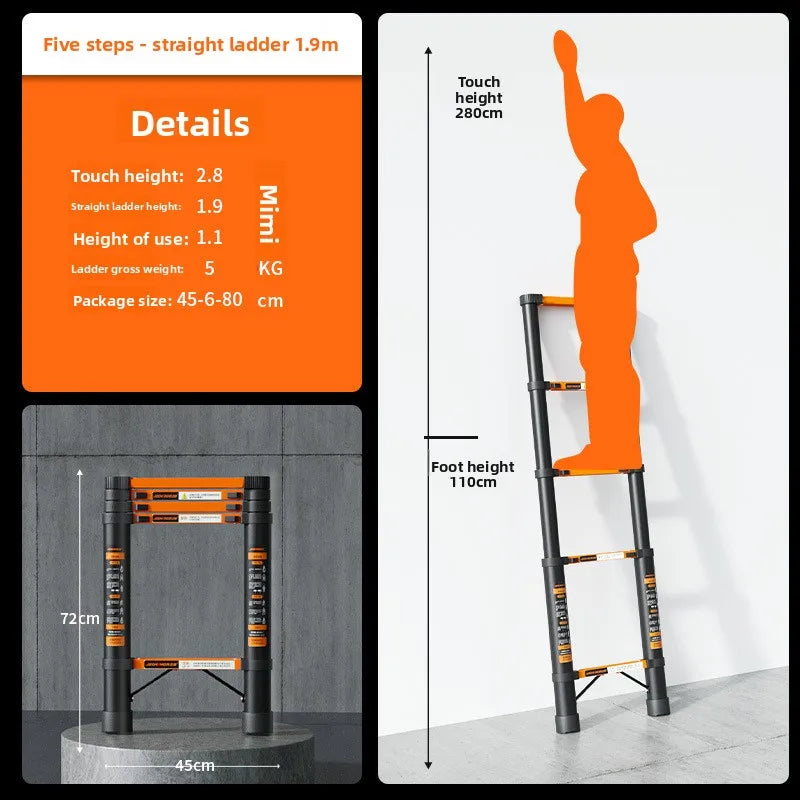 Thickened carbon steel telescopic ladder Multifunctional herringbone ladder Bamboo ladder Lifting  folding engineering staircase